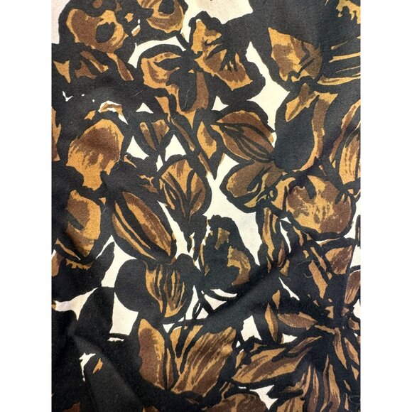 Talbots Petites Stretch Floral Print Dress Size 2 Black & Brown Belted - Picture 5 of 8